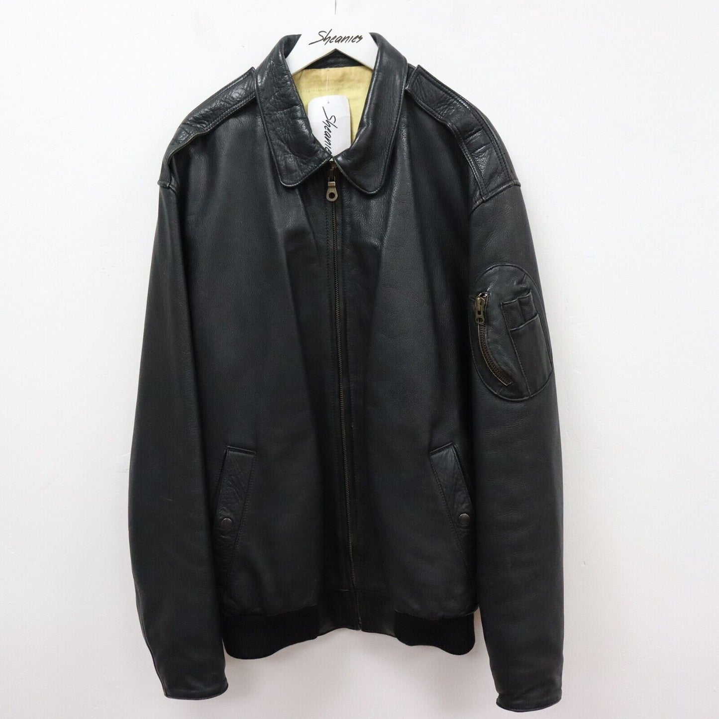 Vintage Leather Bomber Jacket Size XL