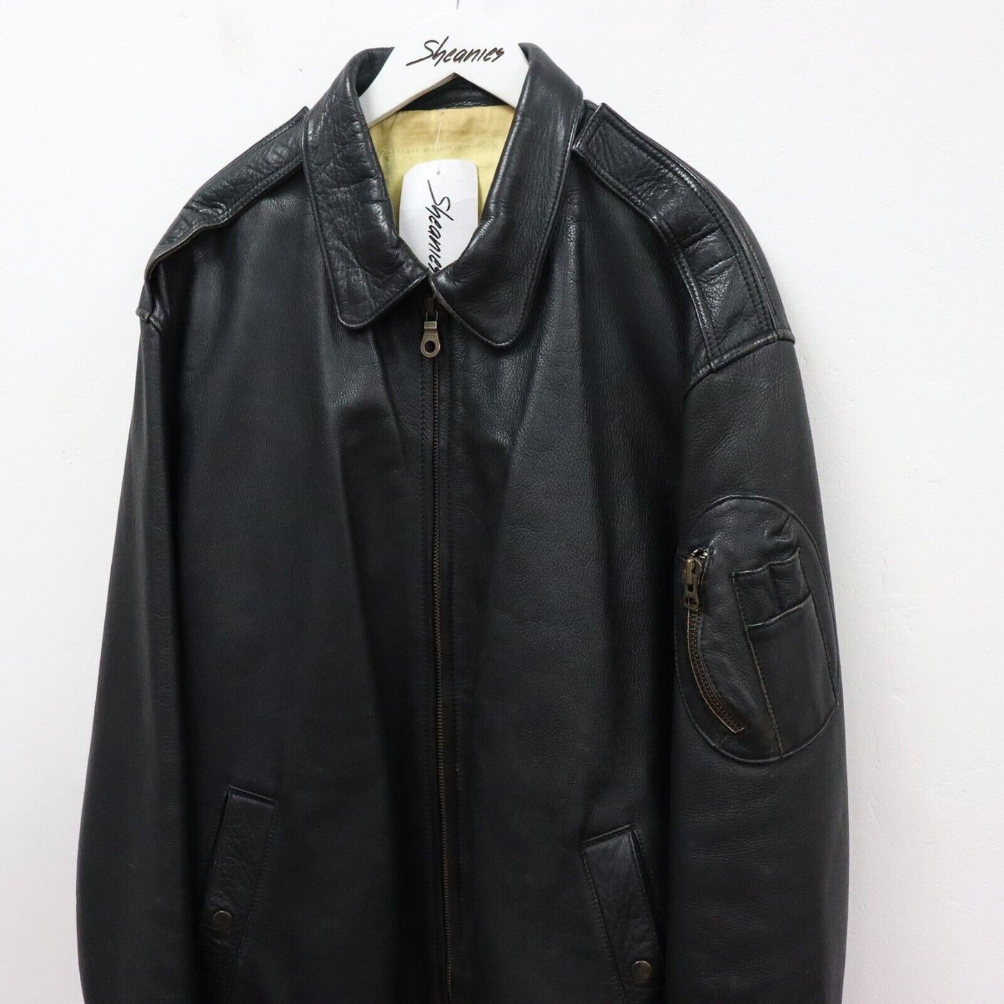 Vintage Leather Bomber Jacket Size XL