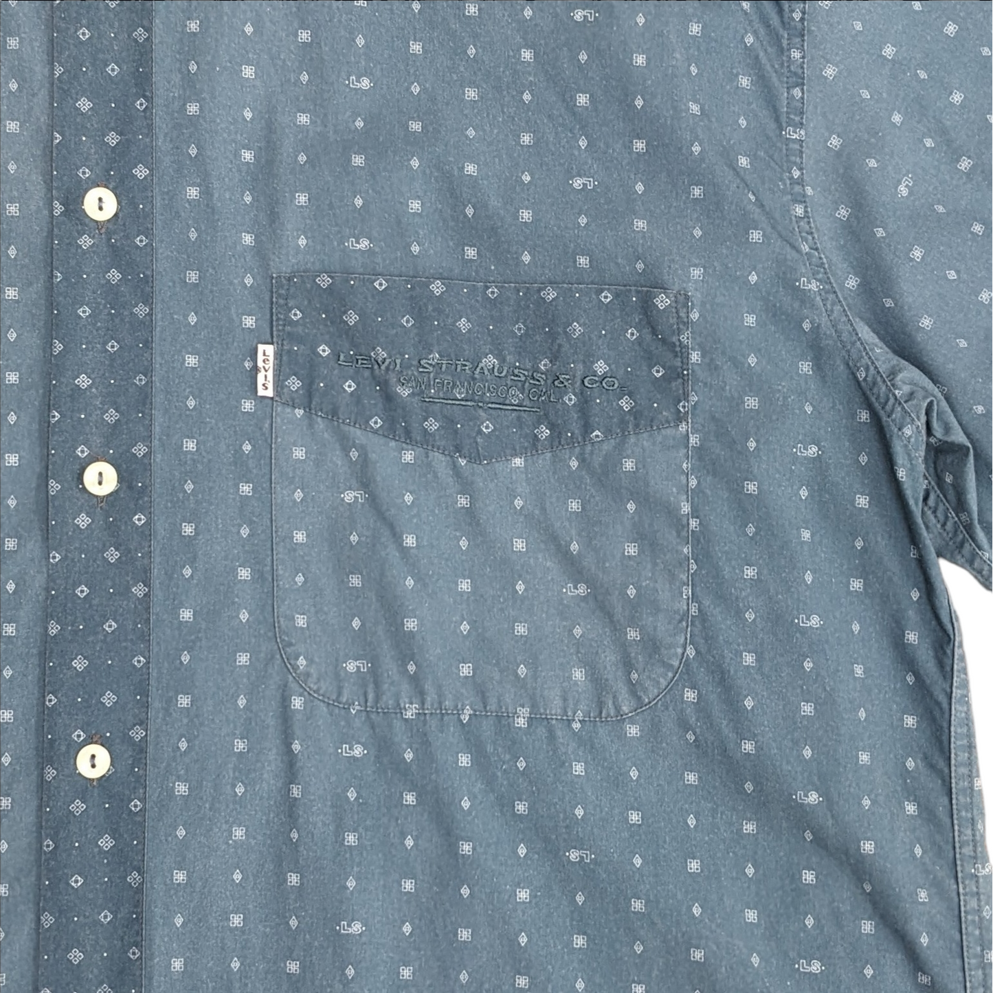 70s Levi's Monogram Pattern Shirt Size XL