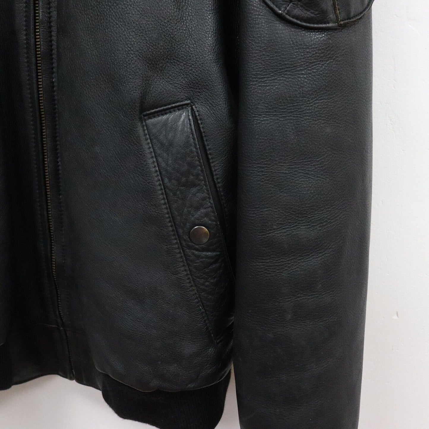 Vintage Leather Bomber Jacket Size XL