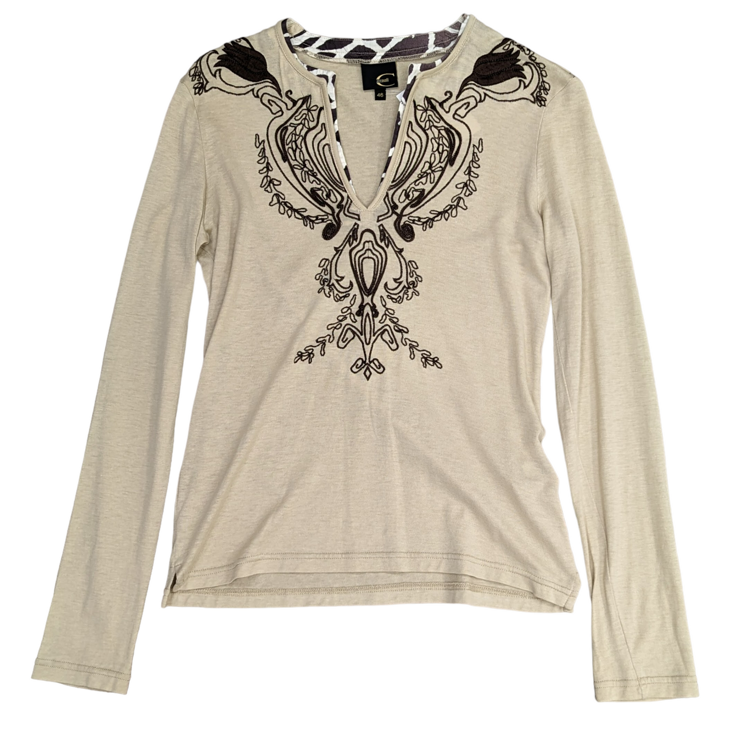 Y2K Cavalli L/S V-Neck Top Size UK 14