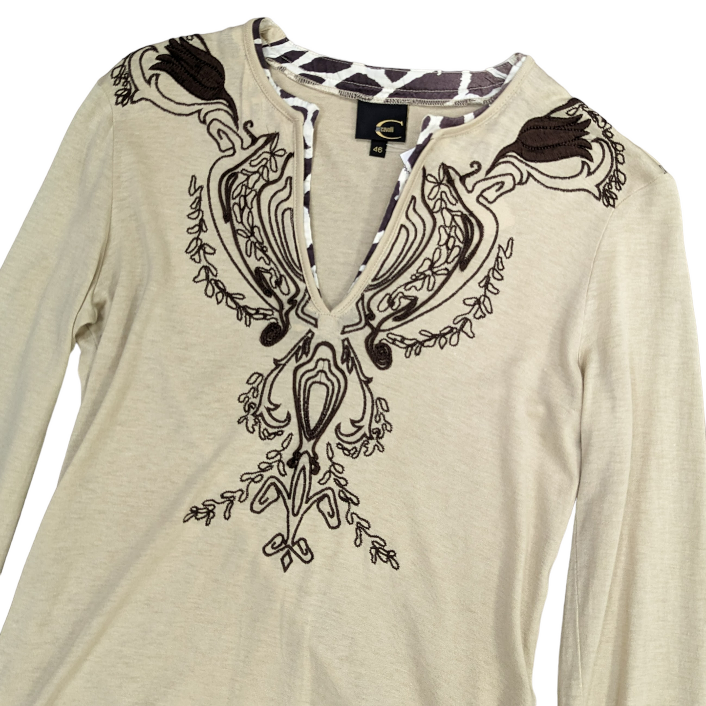 Y2K Cavalli L/S V-Neck Top Size UK 14