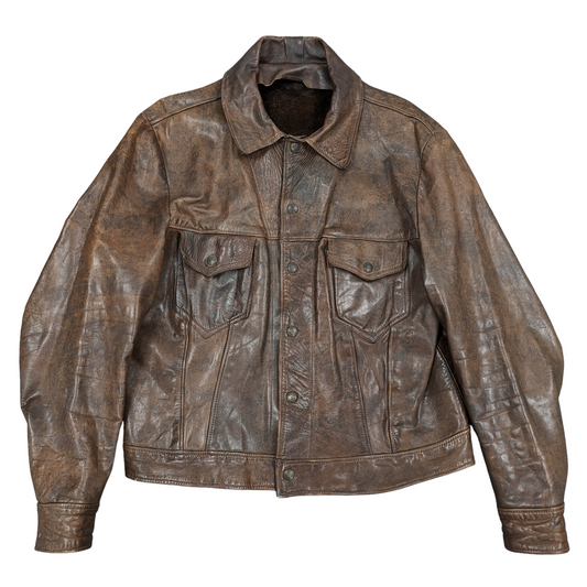70s Leather Trucker Jacket Size M