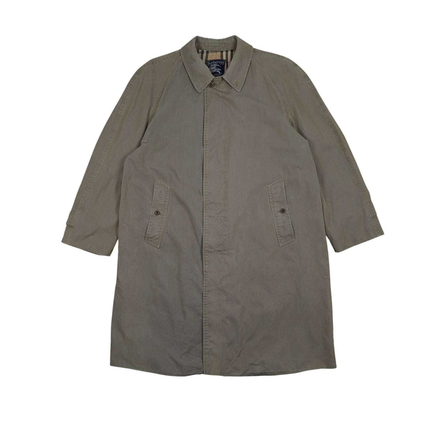 80s Burberry Nova Check Lined Overcoat Size S/M
