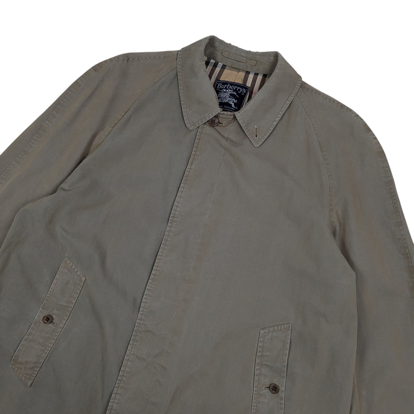 80s Burberry Nova Check Lined Overcoat Size S/M