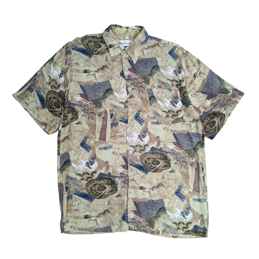 90s Patterned Shirt Size L