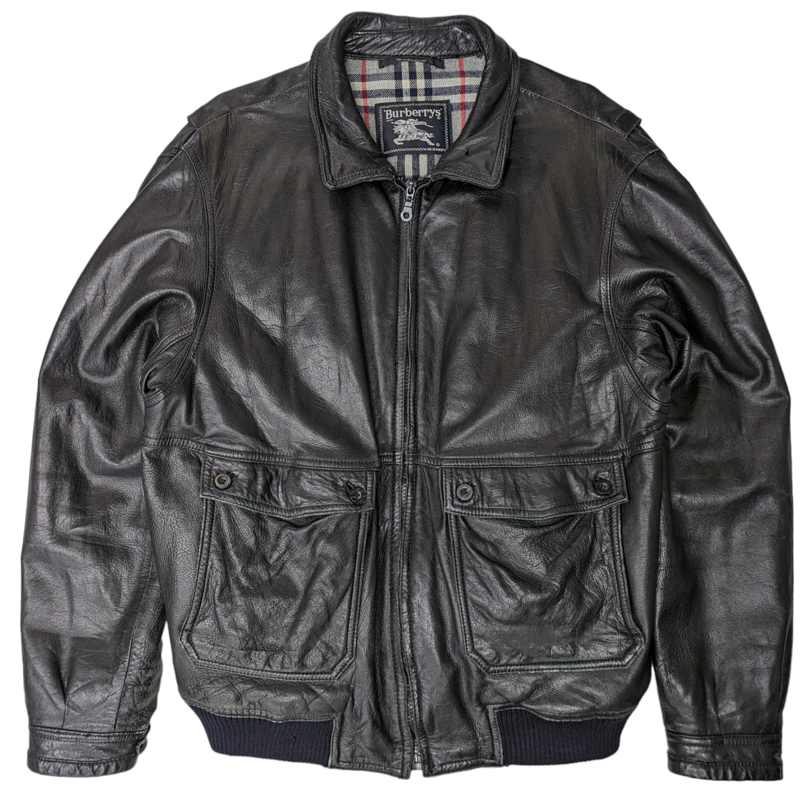 80s Burberry Lined Leather Jacket Size M Sheanies Vintage