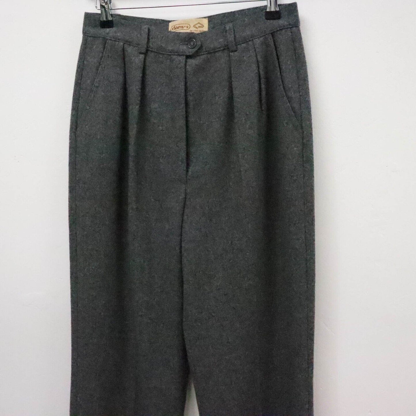 Vintage Wool Pleated Trousers In Grey W27 L30 UK 8