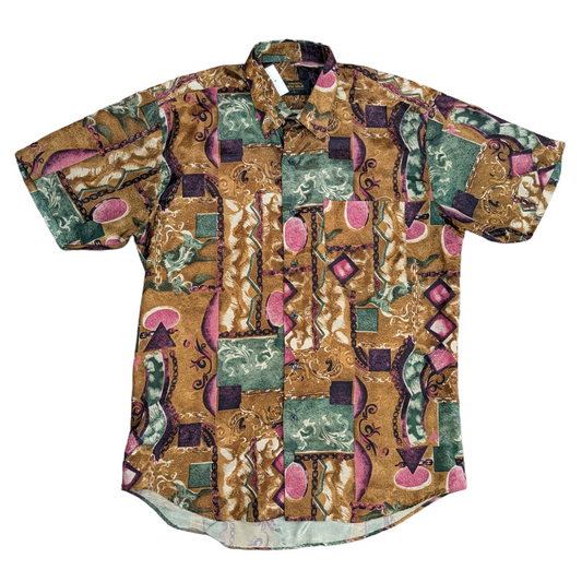 Vintage Patterned Thai Silk Shirt Size L