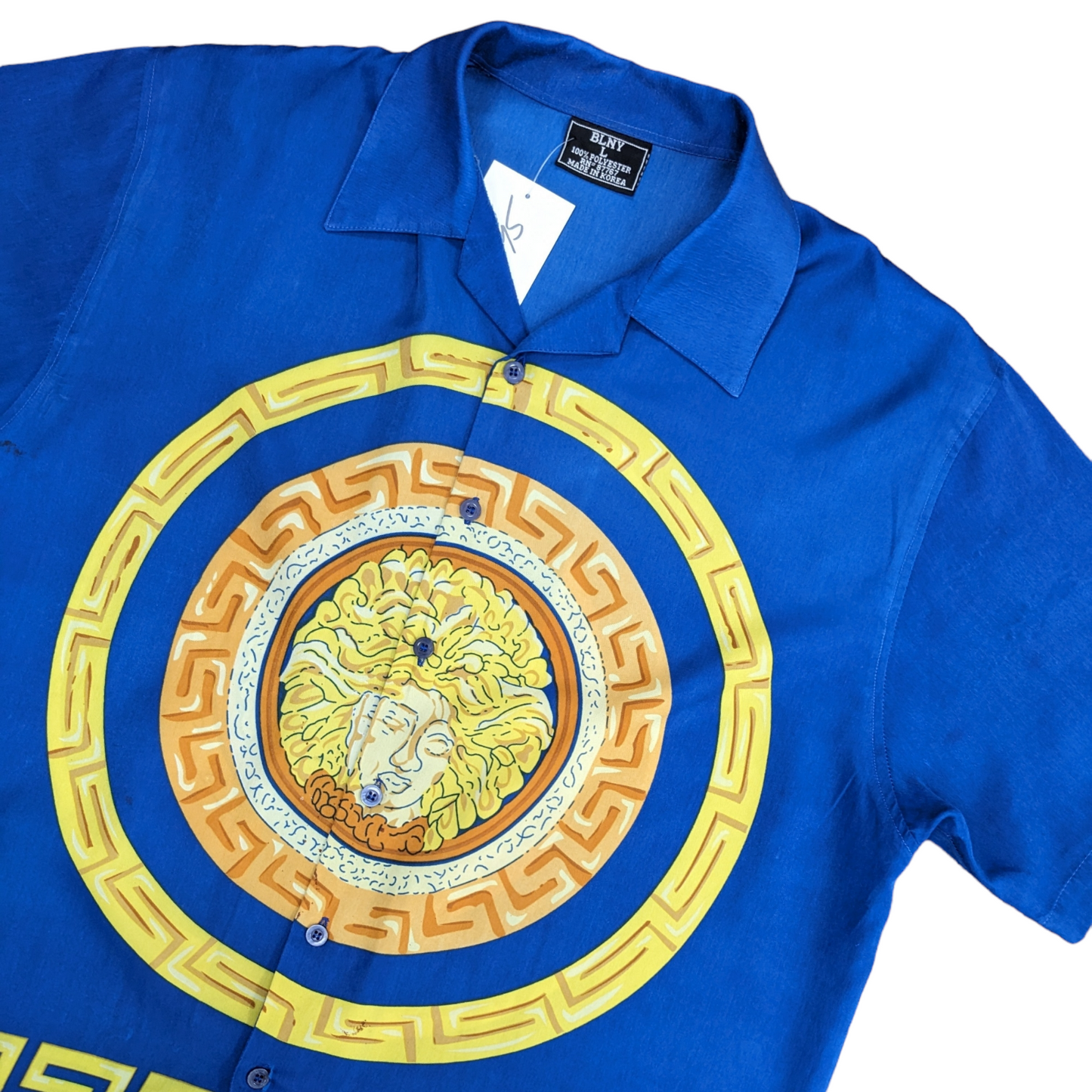90s Medusa Head Cuban Collar Shirt Size L