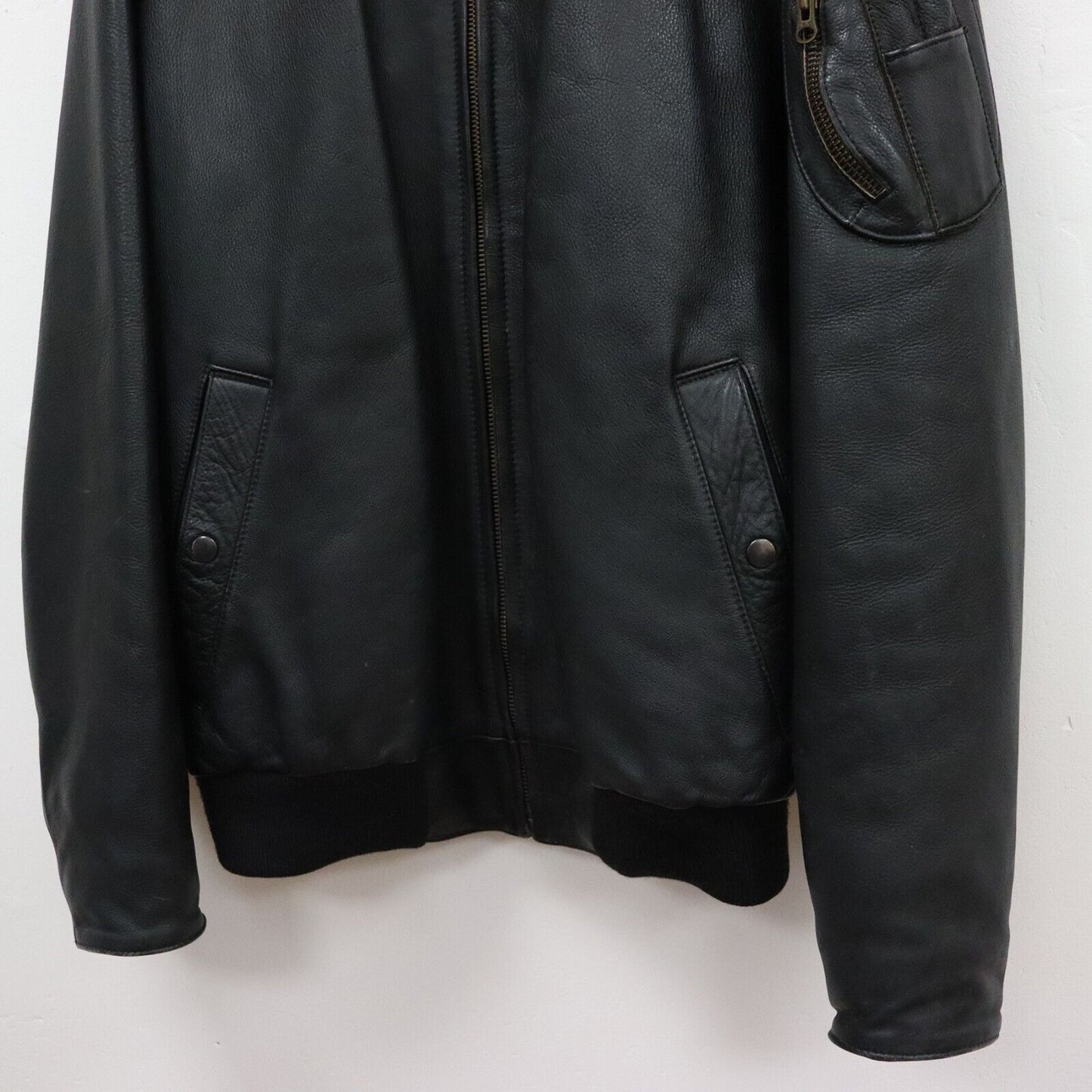 Vintage Leather Bomber Jacket Size XL