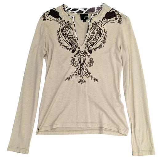 Y2K Cavalli L/S V-Neck Top Size UK 14