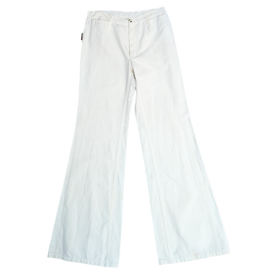 Y2K Flared Linen Trousers Size UK 10