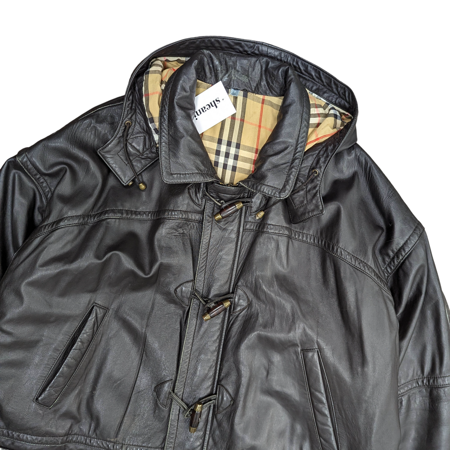 Vintage Burberry Leather Duffle Coat Size XXL