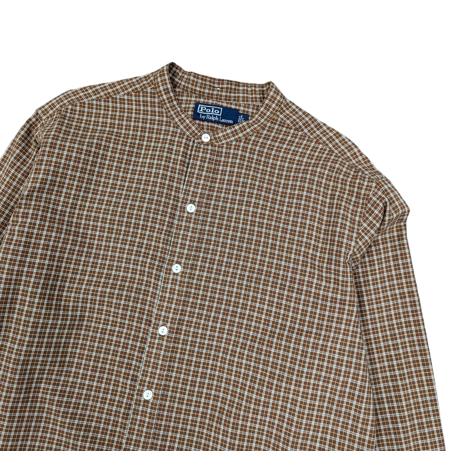 Ralph Lauren Grandad Collar Check Shirt Size L