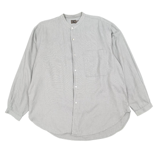 90s Calvin Klein Grandad Collar Linen Blend Shirt Size L
