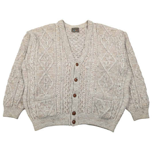 90s Aran Knit Wool Blend Cardigan Size XL