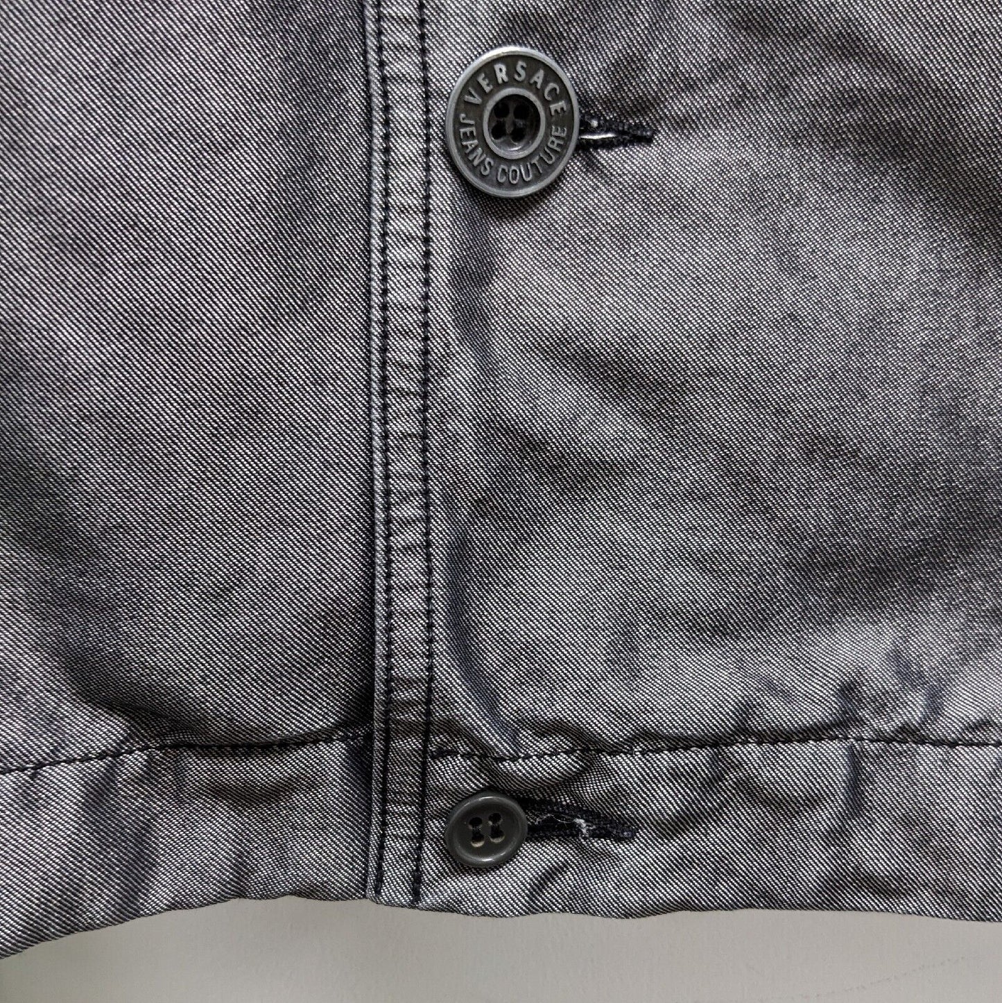 90s Versace Jeans Couture Denim Jacket Shiny Grey Size L