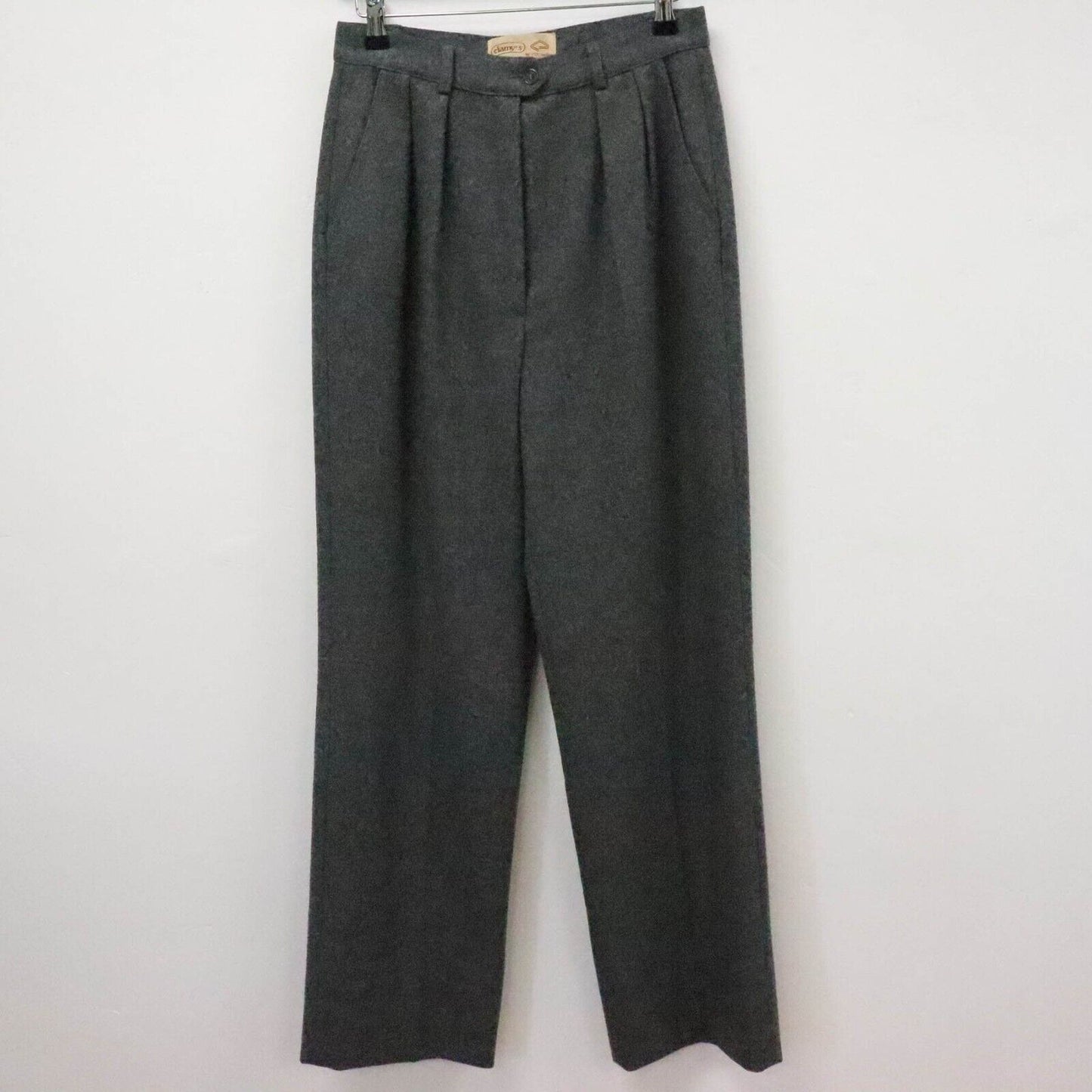 Vintage Wool Pleated Trousers In Grey W27 L30 UK 8